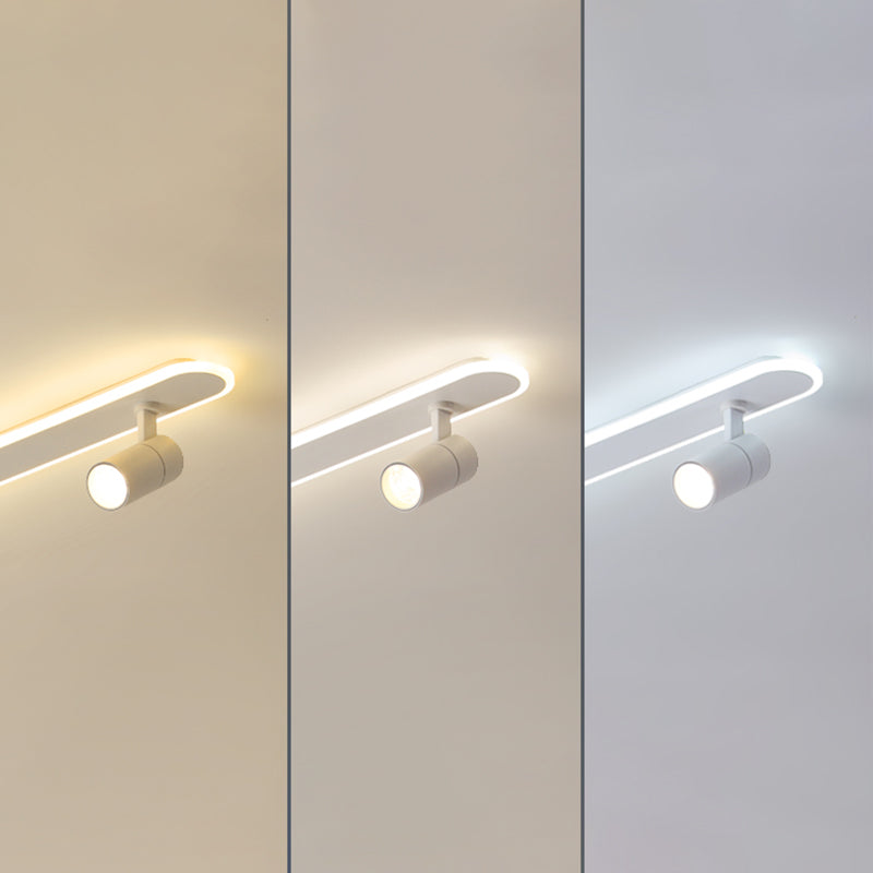 Langwerpige led semi -spoelplafond armatuur in moderne stijl acryl binnenspoeling met verstelbare lamp