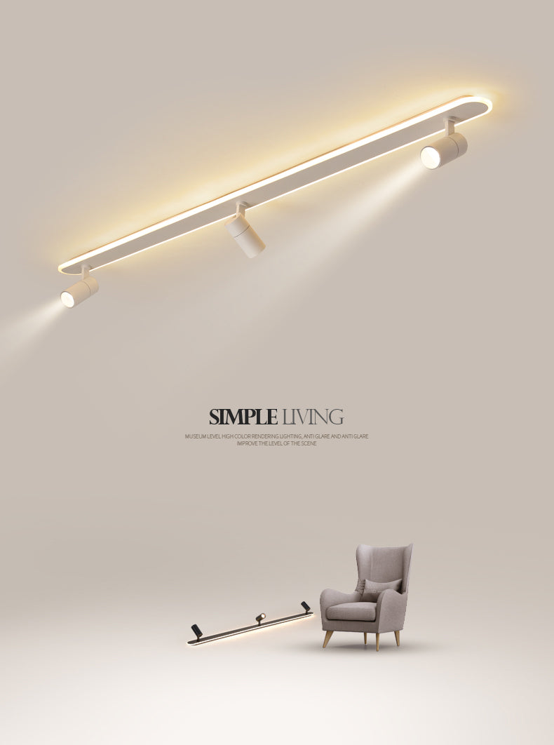 Apparecchio a soffitto semifulto a LED oblungo in stile moderno a filo interno acrilico con lampada regolabile