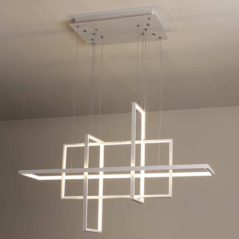 Rectangle moderne Hanging Chandelier Metal Pendant Light Kit