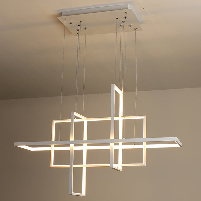 Rectangle moderne Hanging Chandelier Metal Pendant Light Kit