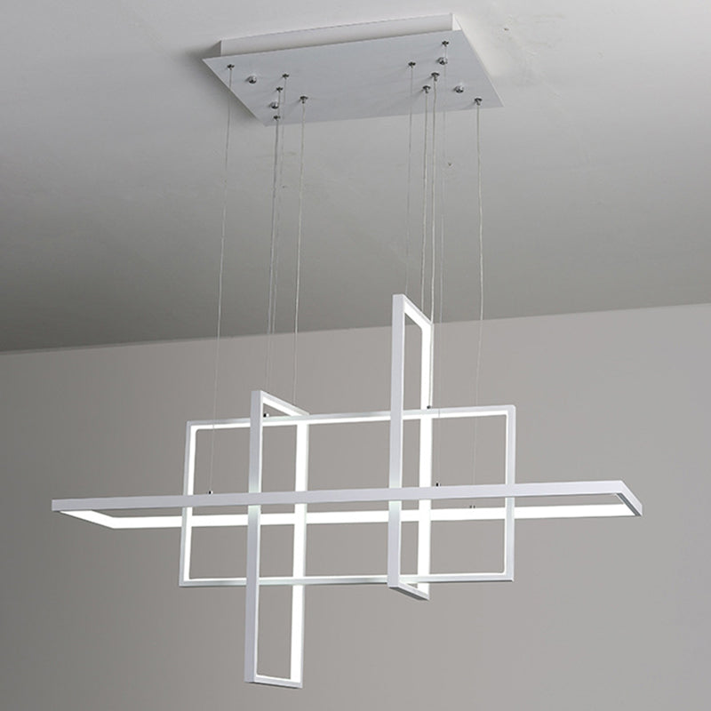 Rectangle moderne Hanging Chandelier Metal Pendant Light Kit