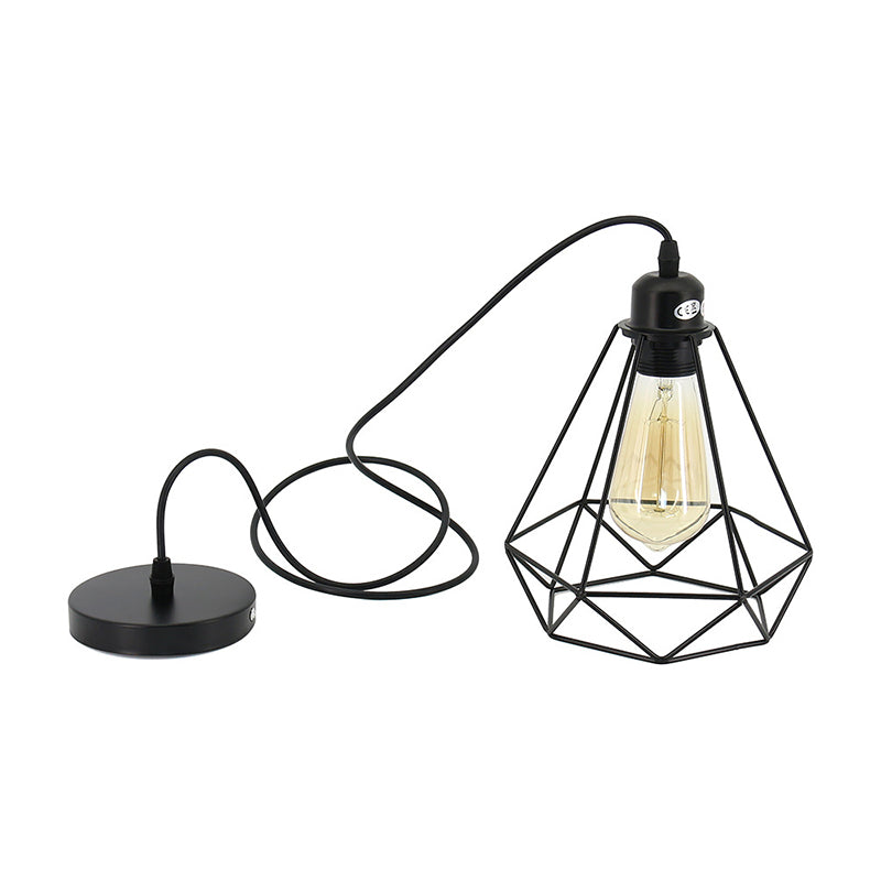 Diamantvormige metalen kooi hangend licht een enkele lamp industriële stijl coffeeshop hanglamp