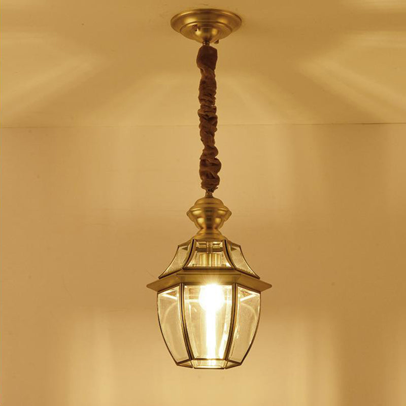 1 bol aarden pot hanger lichtarmatuur vintage goud helder glas hangende plafondlamp, 6 "/8,5" breed
