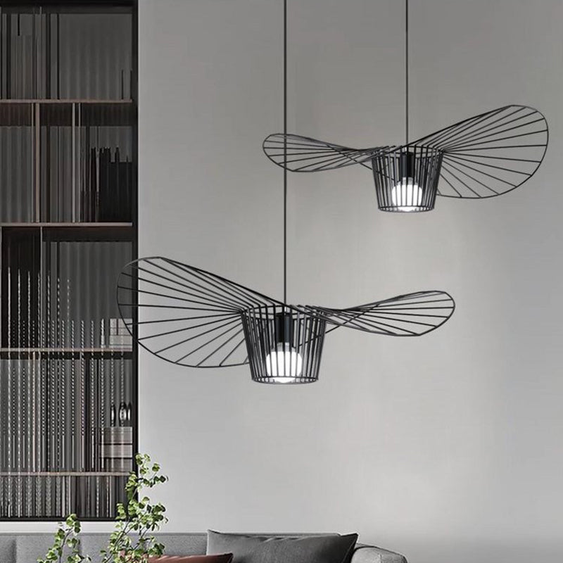 Metal 1 luce a sospensione leggera Light Nordic Modern Simple Hat Cage Hanging Lampada per soggiorno