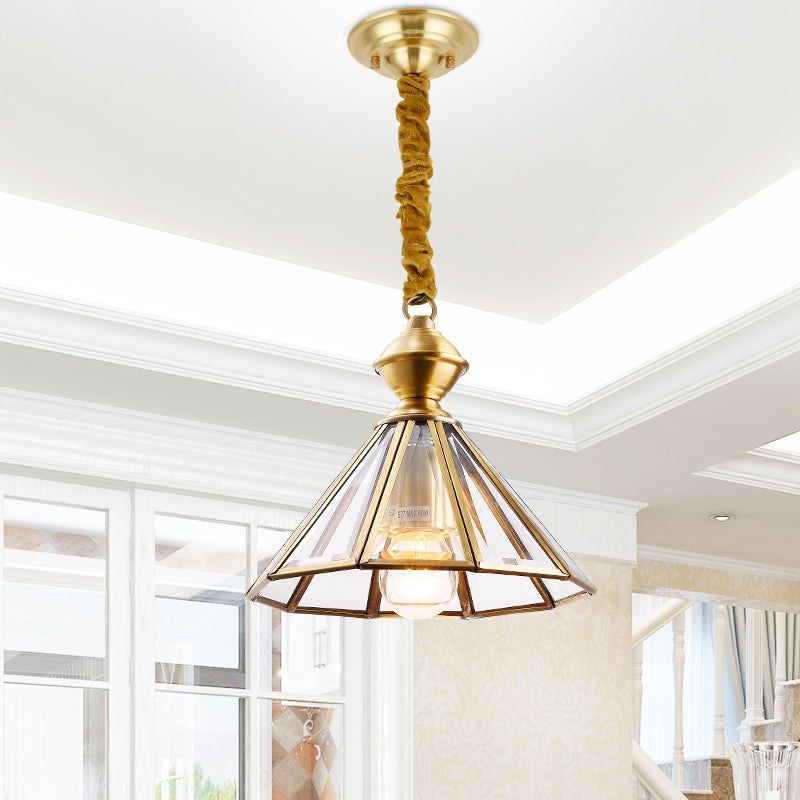 1 lampada a soffitto sospeso lampada a sospensione tradizionale sospensione a sospensione con cono in vetro trasparente