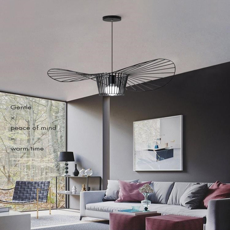 Metal 1 luce a sospensione leggera Light Nordic Modern Simple Hat Cage Hanging Lampada per soggiorno