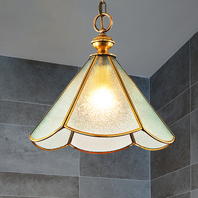 12 "/16" largo 1 lampadina cono a sospensione illuminazione in ottone semplice in ottone glassata lampada sospesa