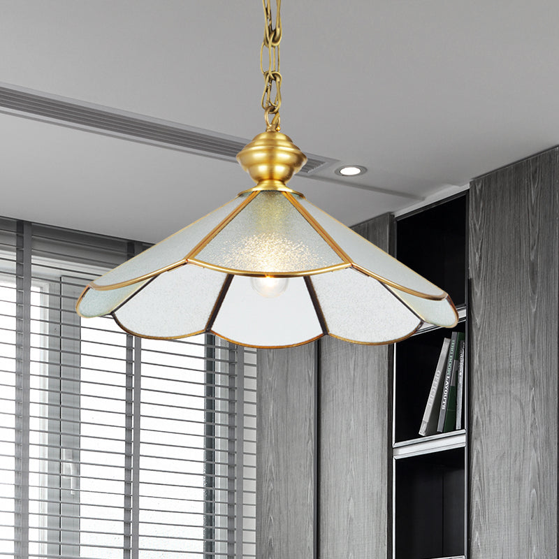 12 "/16" largo 1 lampadina cono a sospensione illuminazione in ottone semplice in ottone glassata lampada sospesa