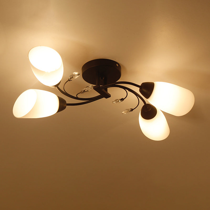 Blanc Black Shade Semi Flush Mount Éclair