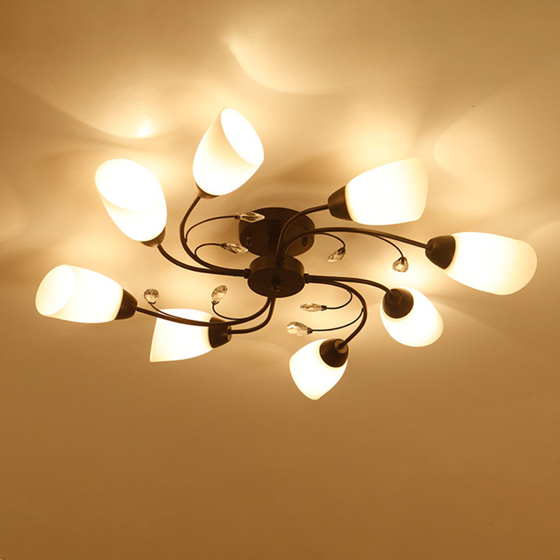 Blanc Black Shade Semi Flush Mount Éclair