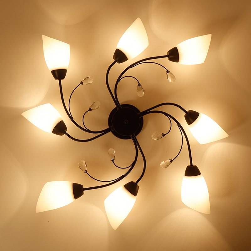 Blanc Black Shade Semi Flush Mount Éclair