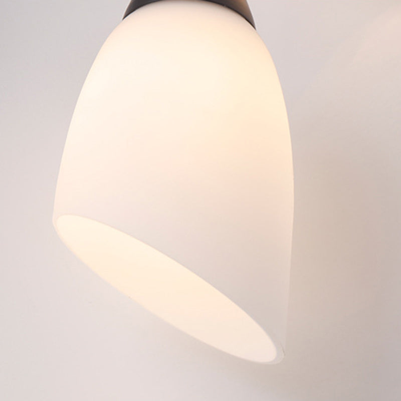 Witte glazen schaduw semi -flush mount verlichting modern zwart wervelde arm plafondlicht voor woonkamer