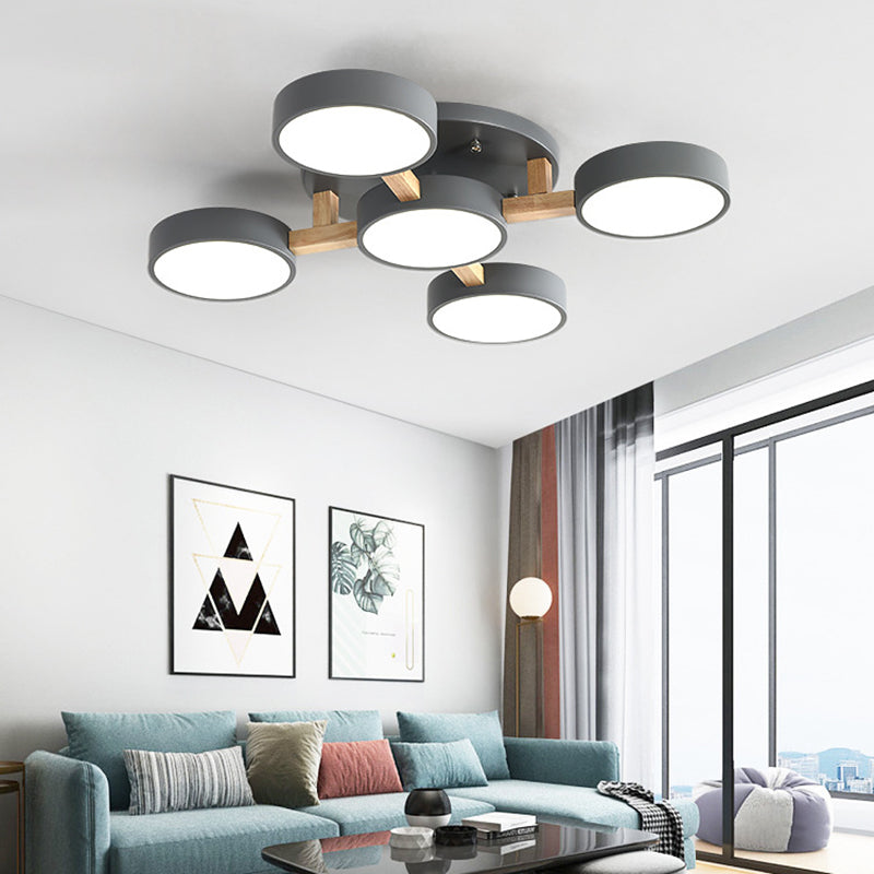 Nordic Molecular Semi Mount Lighting Metallic 5-Light Living Room Ceiling Light