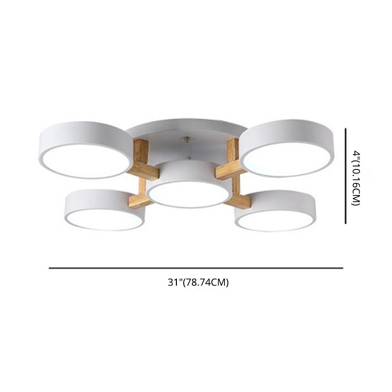 Iluminación de semi de semi de montura nórdica metálico de la sala de estar de 5 luces luz de techo