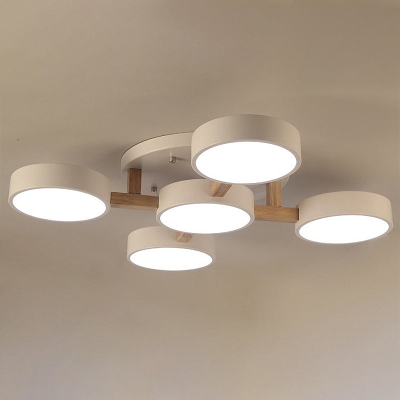 Nordische molekulare Halbmontage-Beleuchtung Metallic 5-Licht Wohnzimmer Deckenleuchte