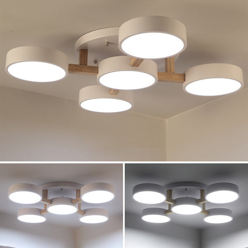 Nordische molekulare Halbmontage-Beleuchtung Metallic 5-Licht Wohnzimmer Deckenleuchte