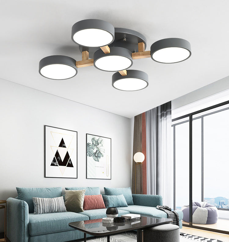 Nordic Molecular Semi Mount Lighting Metallic 5-Light Living Room Ceiling Light