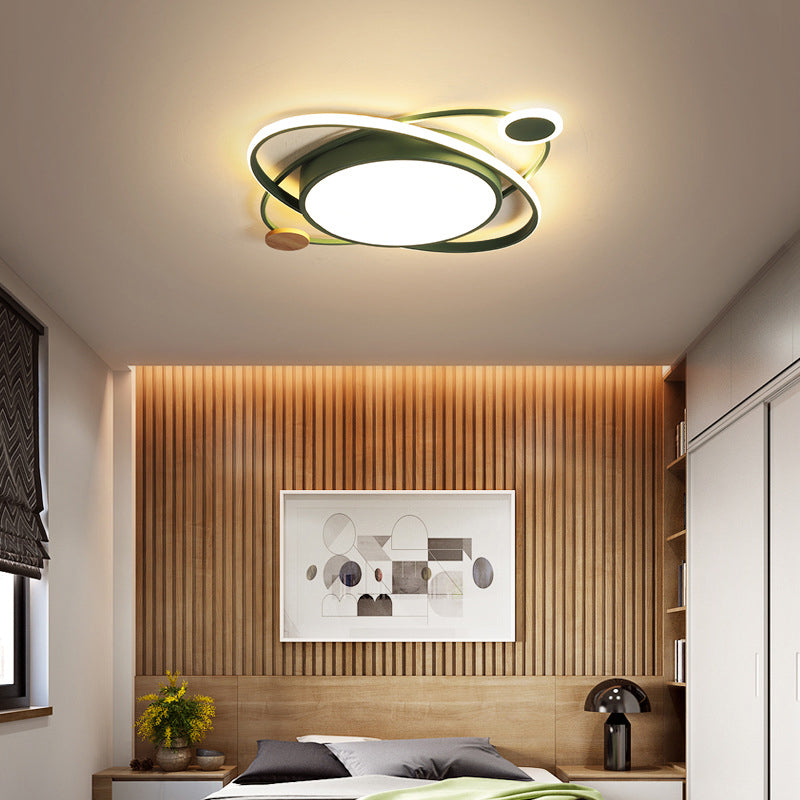 Round LED Flush Mounted Fixture Macaron Metal Bedroom LED Flush Ceiling Light