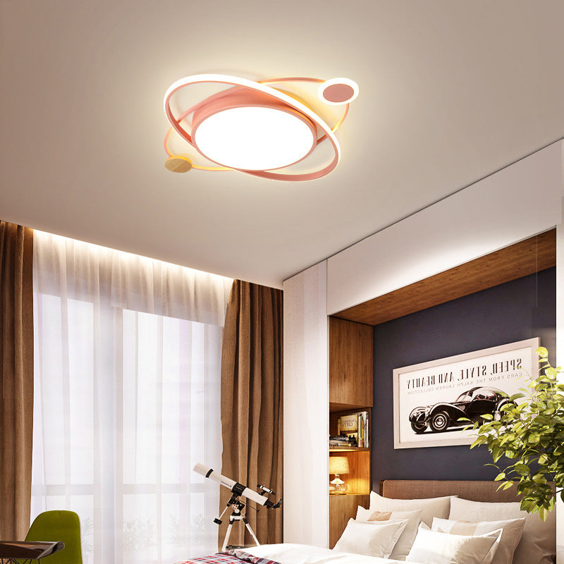 Round LED Flush Mounted Fixture Macaron Metal Bedroom LED Flush Ceiling Light