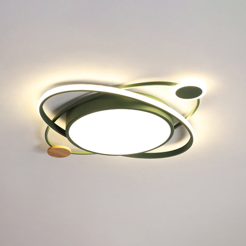 Round LED Flush Mounted Fixture Macaron Metal Bedroom LED Flush Ceiling Light