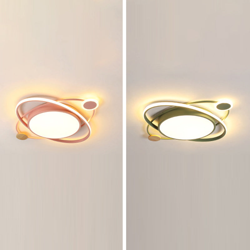 Voyant rond Fixture à cheval Macaron Metal Bedroom LED Flush Ceiling Light