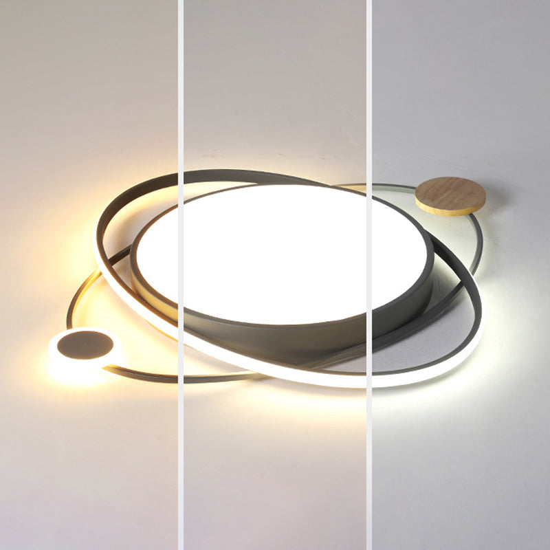 Round LED Flush Mounted Fixture Macaron Metal Bedroom LED Flush Ceiling Light