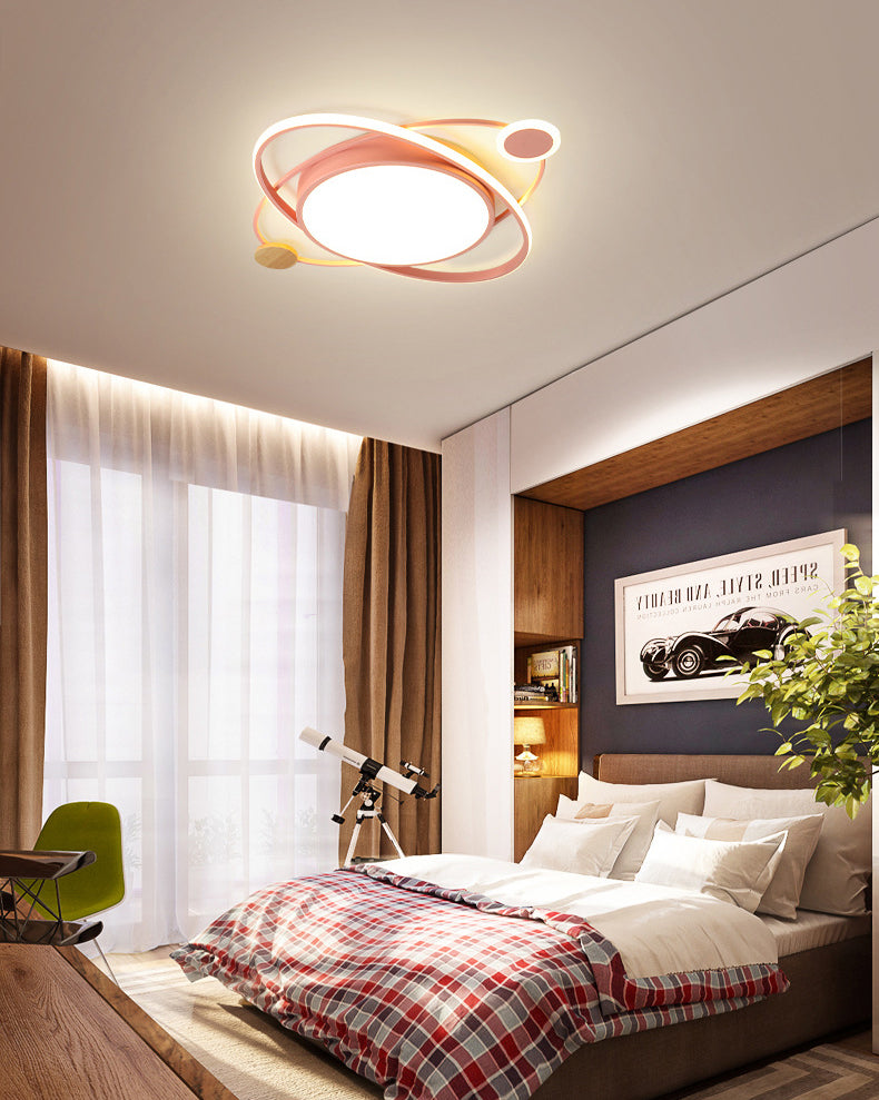 Round LED Flush Mounted Fixture Macaron Metal Bedroom LED Flush Ceiling Light