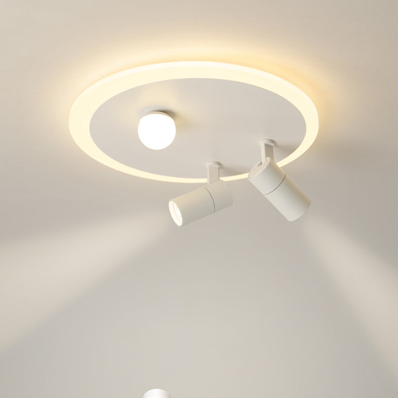 Luce a soffitto semi -ruscini a LED circolare bianco in moderno supporto in ferro battuto in stile conciso per soggiorno