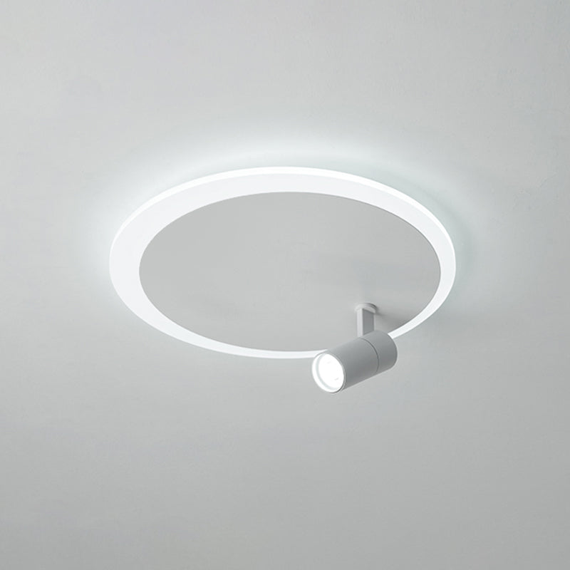 White Circular LED Semi Flush Ceiling Light in Modern Concise Style Wrought Iron Flush Mount for Living Room