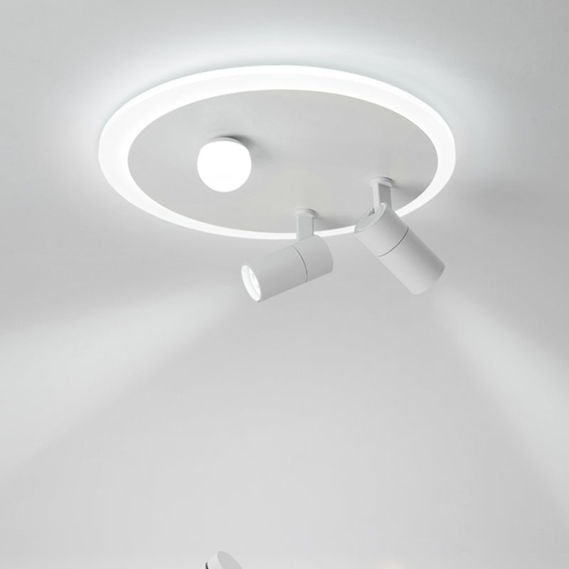 Luce a soffitto semi -ruscini a LED circolare bianco in moderno supporto in ferro battuto in stile conciso per soggiorno