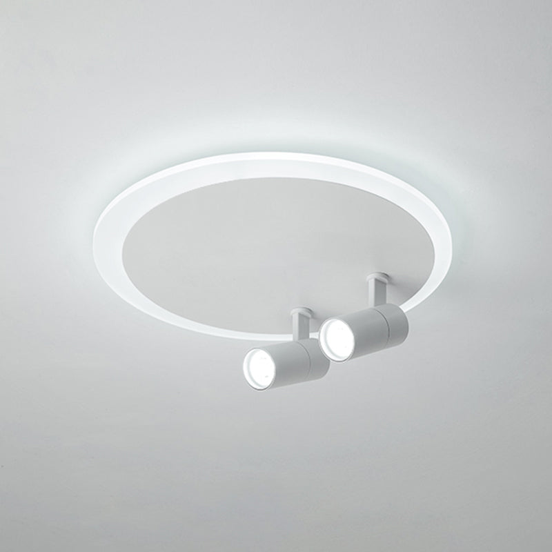 White Circular LED Semi Flush Ceiling Light in Modern Concise Style Wrought Iron Flush Mount for Living Room