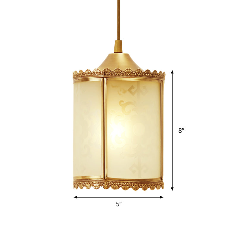 Brass Cilindro Accensione a cilindro vetro opale vintage 1 sala da pranzo leggera appendela lampada a soffitto