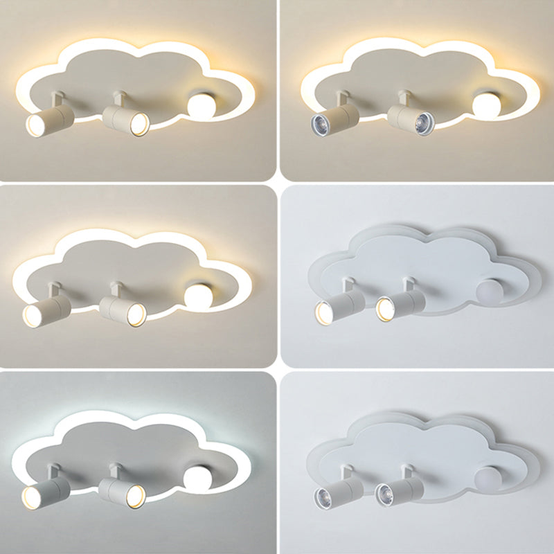 White Cloud LED Semi Flush Mount in moderner kreativer Metall -Innendecke mit Acrylschatten