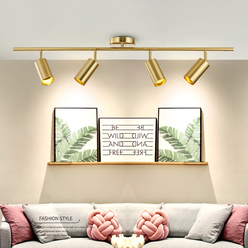 Modern Track Lighting Ideas Brass Color Luxury Surface Mounted Light Living Room Background Home and Clothing Shop Commercial Spotlight