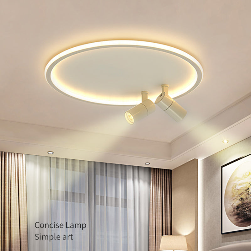 2-Light LED Semi Flush Mount in Modern Simplicity Circular Acrylic Ceiling Light in White