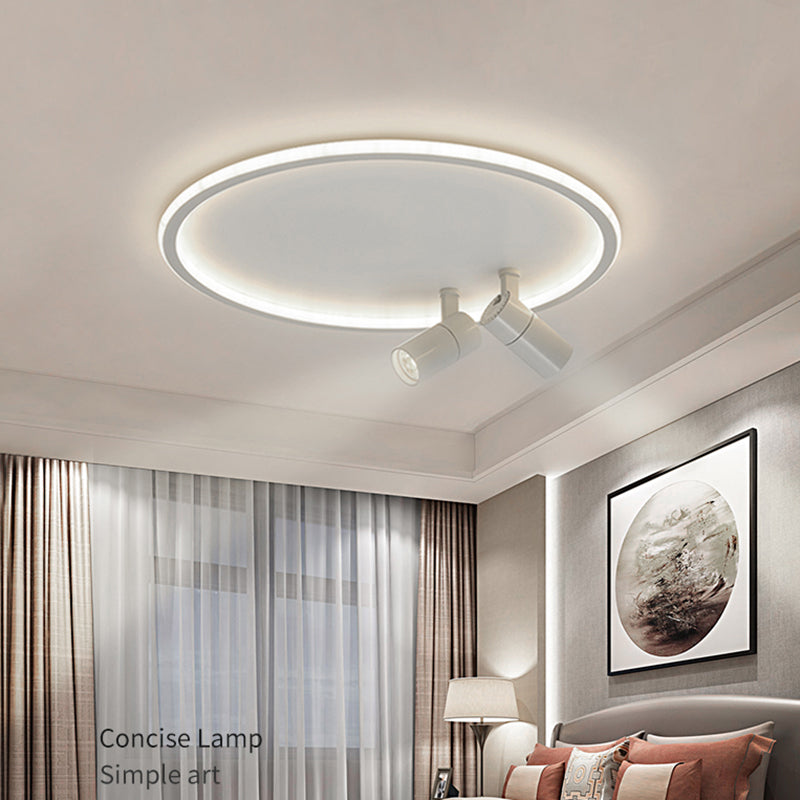 2-Light LED Semi Flush Mount in Modern Simplicity Circular Acrylic Ceiling Light in White