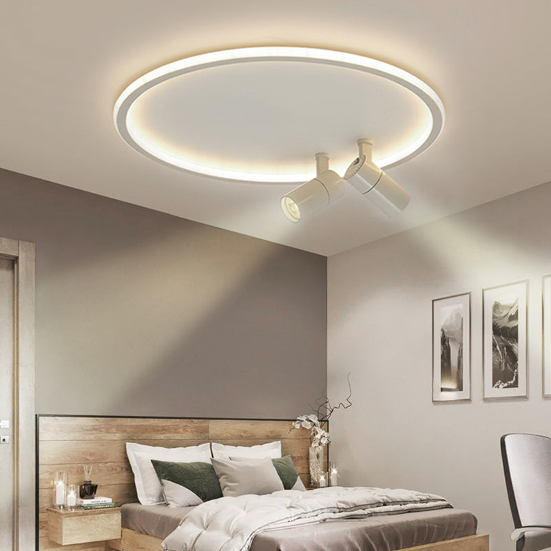 2-Light LED Semi Flush Mount in Modern Simplicity Circular Acrylic Ceiling Light in White