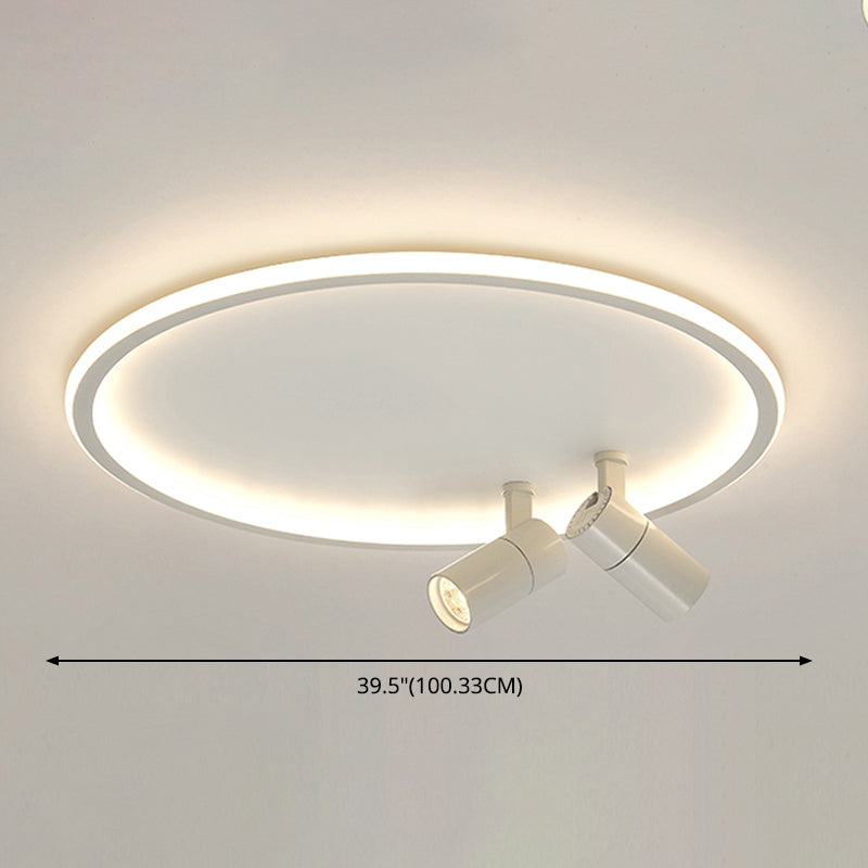 2-Light LED Semi Flush Mount in Modern Simplicity Circular Acrylic Ceiling Light in White