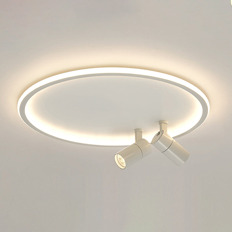 2-Light LED Semi Flush Mount in Modern Simplicity Circular Acrylic Ceiling Light in White