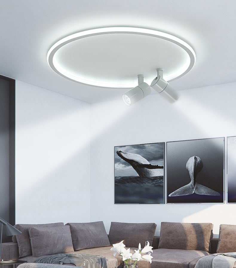 2-Light LED Semi Flush Mount in Modern Simplicity Circular Acrylic Ceiling Light in White