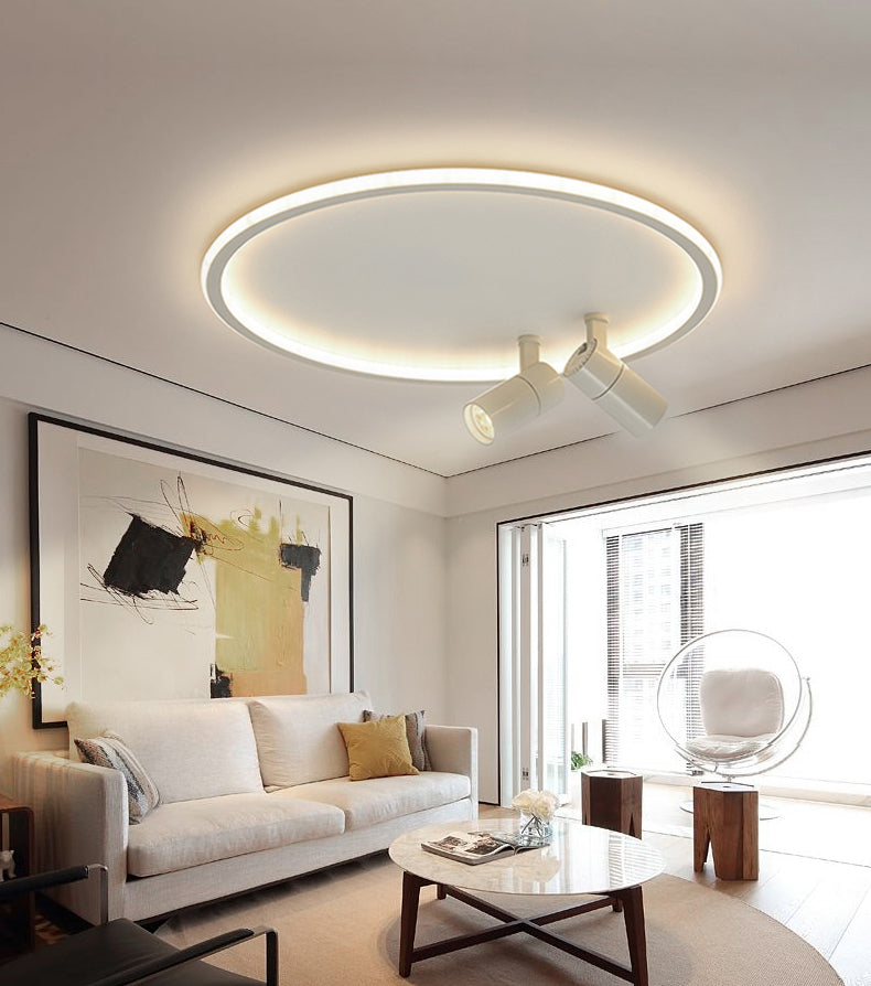 2-Light LED Semi Flush Mount in Modern Simplicity Circular Acrylic Ceiling Light in White