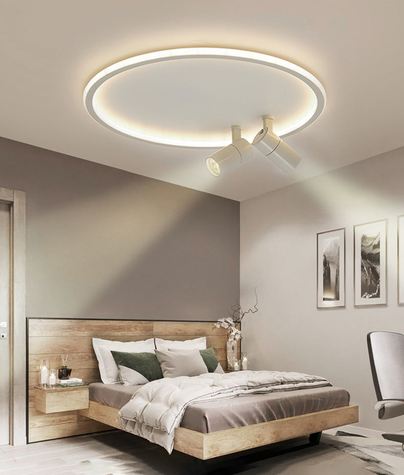 2-Light LED Semi Flush Mount in Modern Simplicity Circular Acrylic Ceiling Light in White