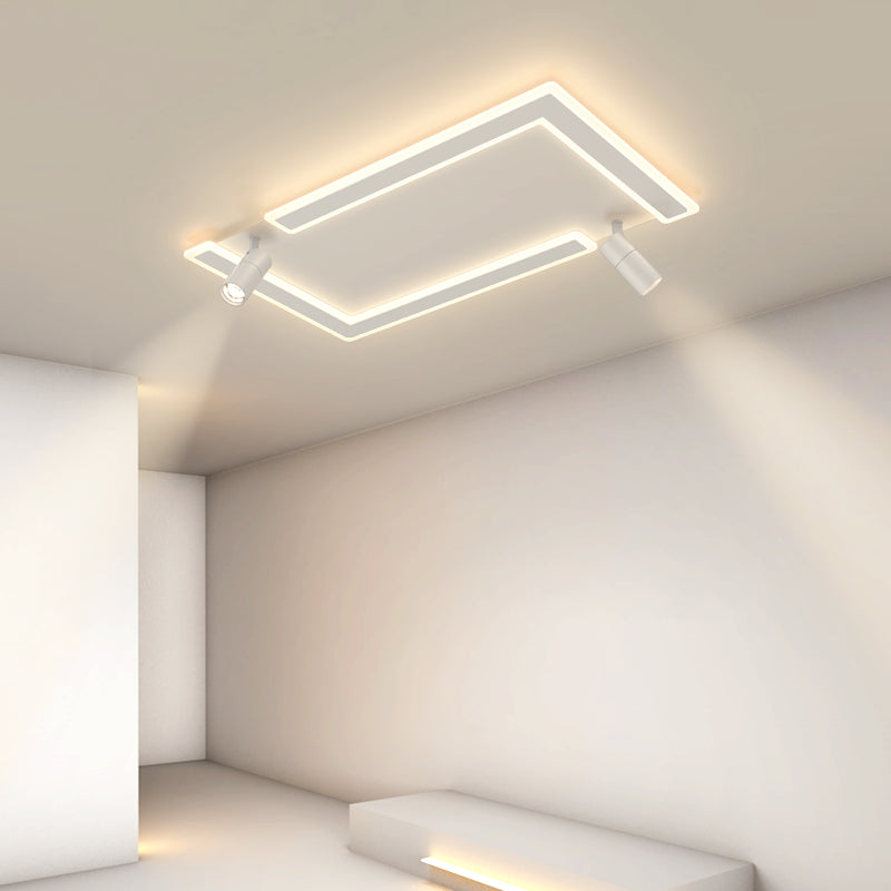 Montaje LED rectangular de 2 luces en un estilo creativo moderno Luz de techo acrílico blanco con lámpara ajustable