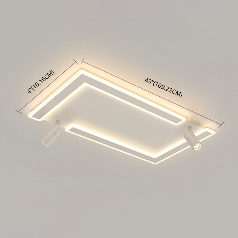 2-Light Rectangular LED Flush Mount in Modern Creative Style White Acrylic Ceiling Light with Adjustable Lamp