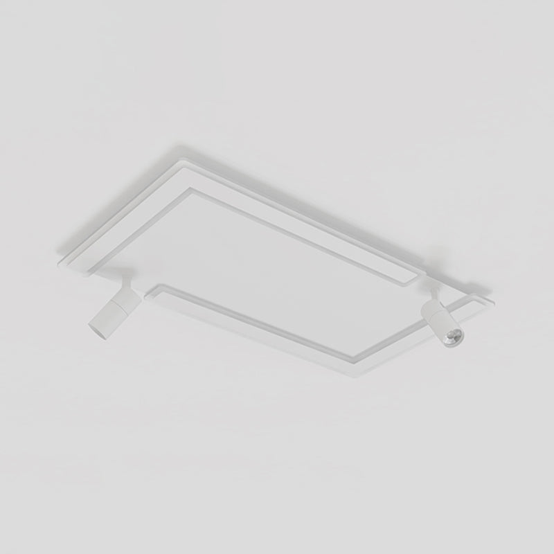 2-Light Rectangular LED Flush Mount in Modern Creative Style White Acrylic Ceiling Light with Adjustable Lamp