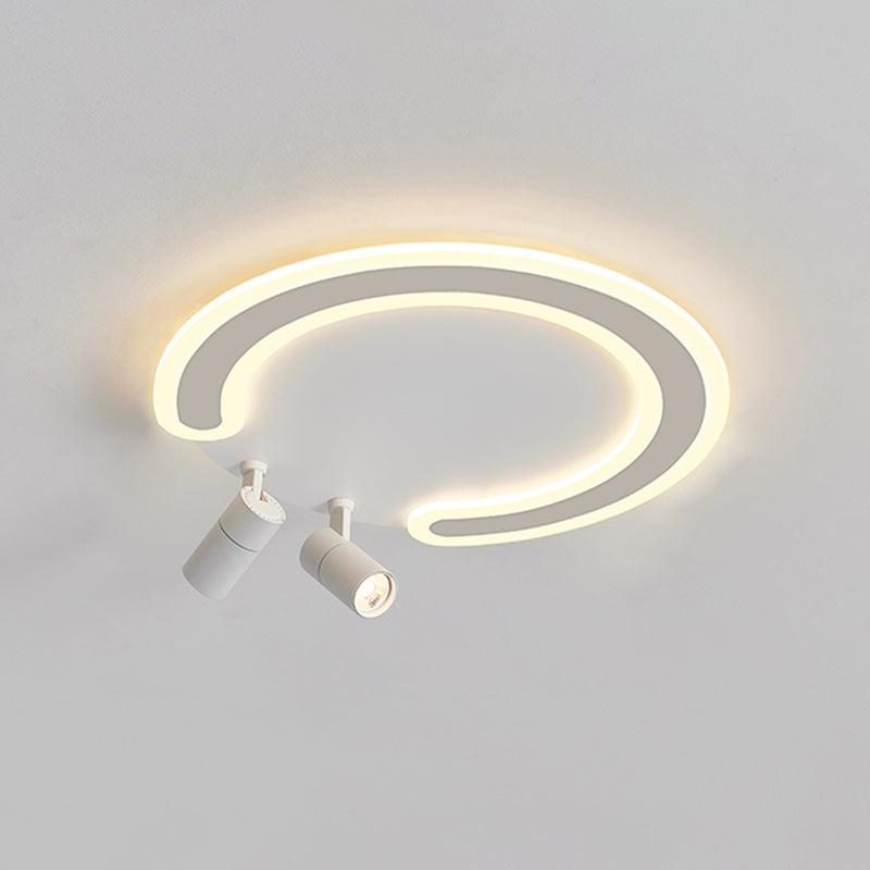 Circular LED Semi Flush Mount in Modern Creative Style Acrylic Indoor Ceiling Light in White