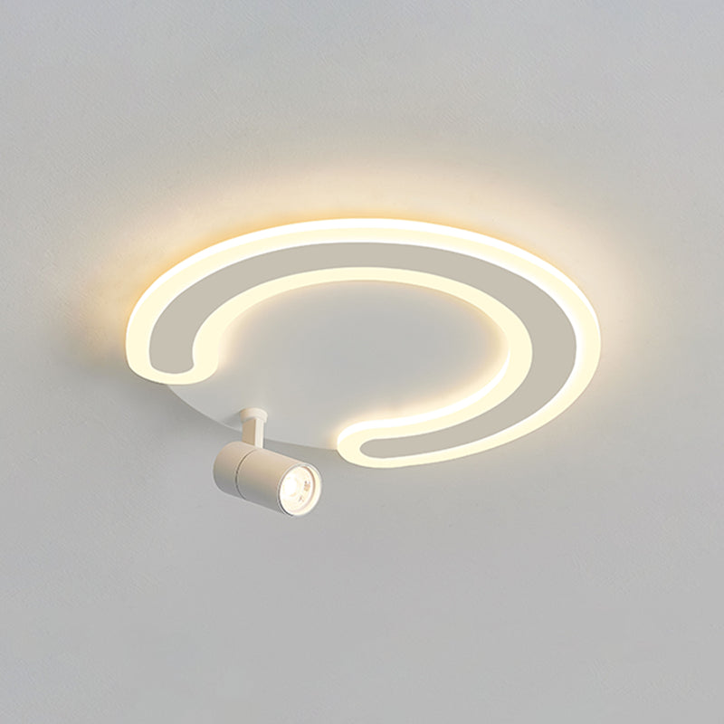 Circular LED Semi Flush Mount in Modern Creative Style Acrylic Indoor Ceiling Light in White