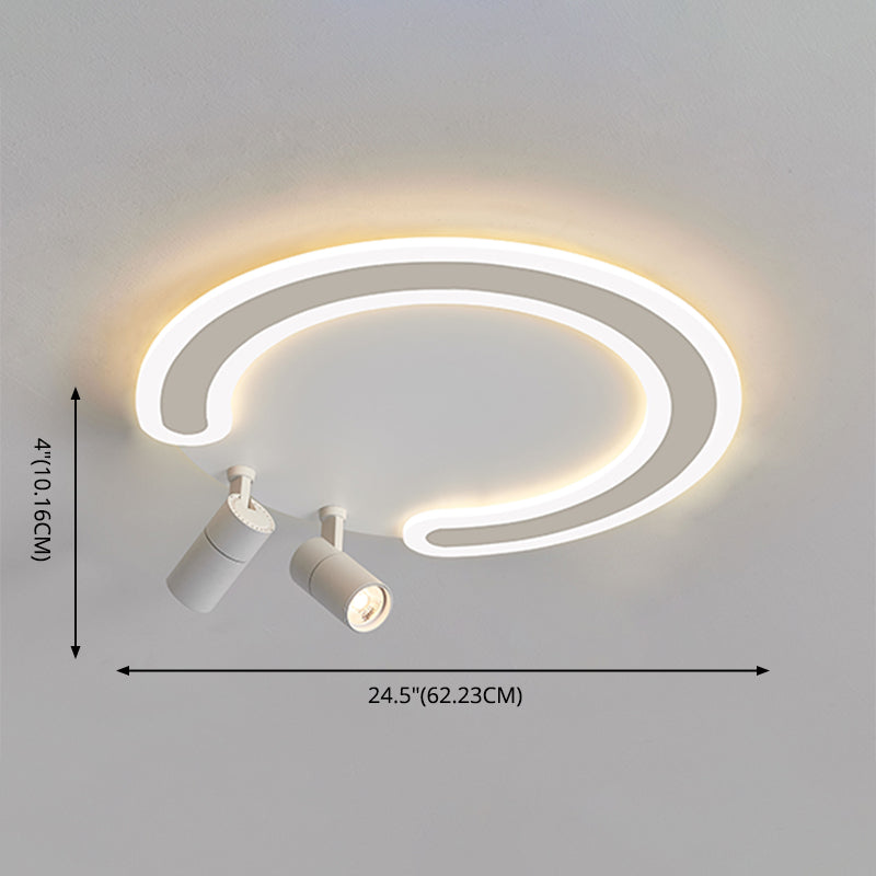 Circular LED Semi Flush Mount in Modern Creative Style Acrylic Indoor Ceiling Light in White