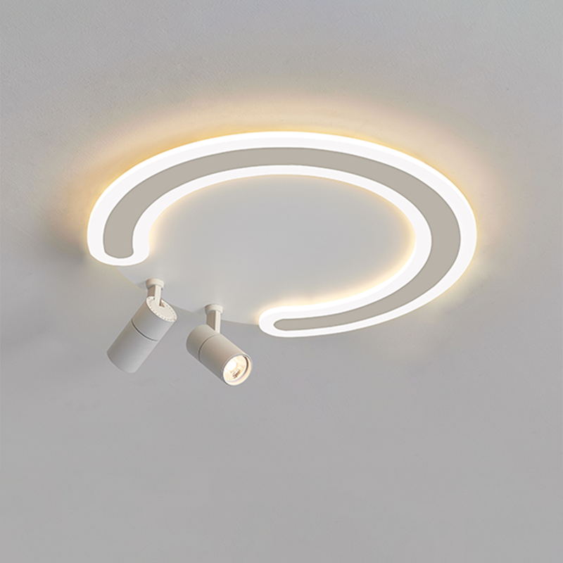 Montaje semi rasciquete de LED circular en moderna luz de techo de interior acrílico en blanco en blanco