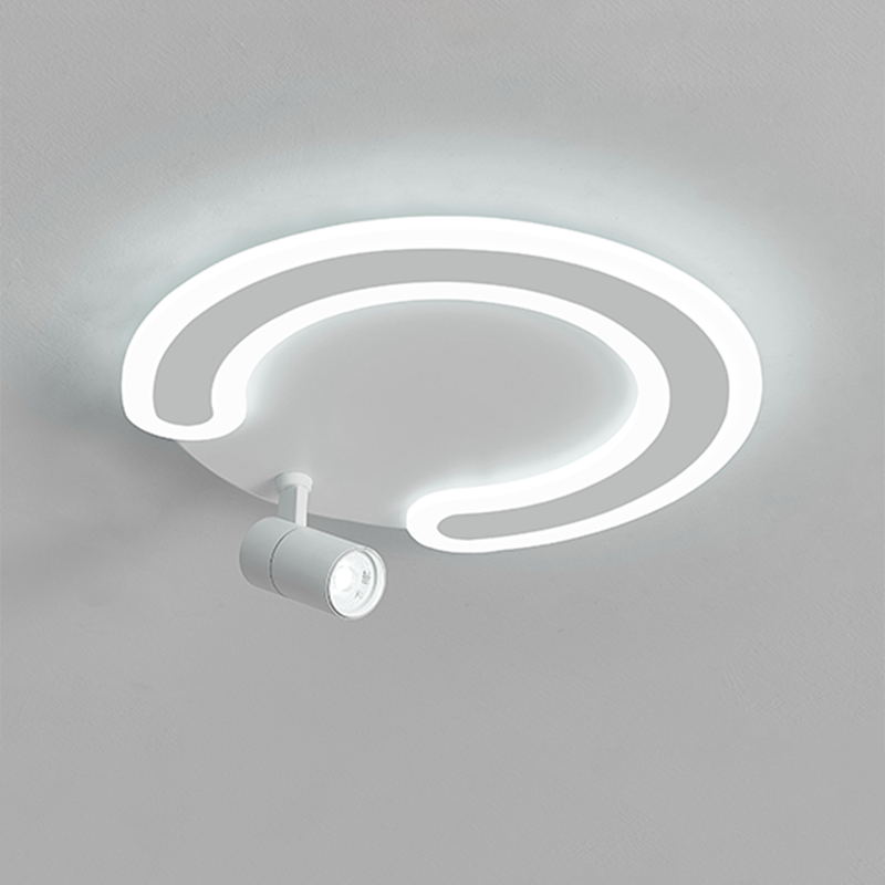 Circular LED Semi Flush Mount in Modern Creative Style Acrylic Indoor Ceiling Light in White